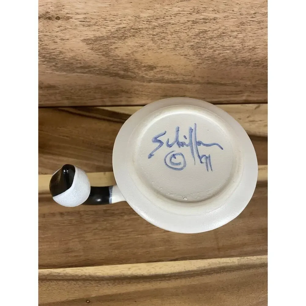 Vintage 1991 Steven Schiffer Signed Studio Pottery Canada Goose Handle Mug - Picture 9 of 11